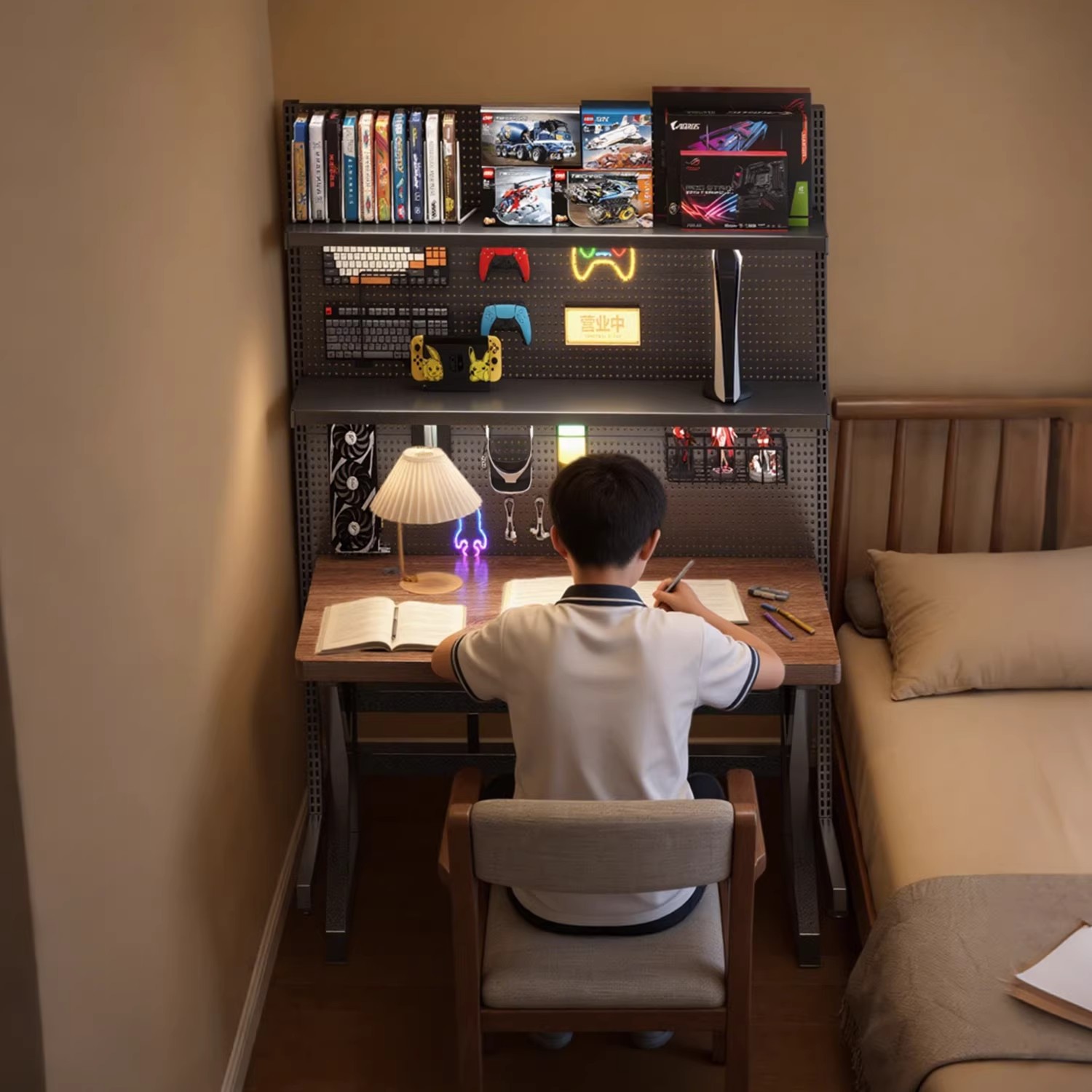 dormitorio agujero tablero de computadora escritorio escritorio de madera sólida estudiantes escritorio de estudio casero escritorio de escritorio de escritorio de escritorio