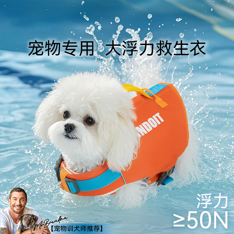 Chaleco salvavidas de color de contraste para perros pequeños y medianos transfronterizos Teddy Bichon para nadar traje de baño de flotabilidad grande ropa para mascotas