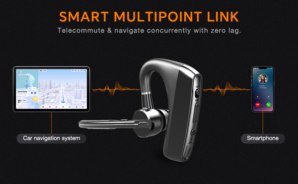 Cross-border hands-free AI call noise-canceling Bluetooth headset for truck drivers, ear-mounted, long battery life, one-to-two connection