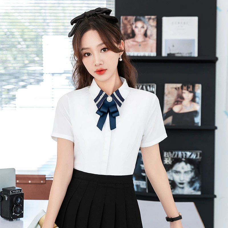 Белая рубашка Женская Униформа JK Женская одежда Костюм в студенческом стиле Деловое платье для стойки регистрации отеля Рубашка Рабочее платье KTV Топ Лето
