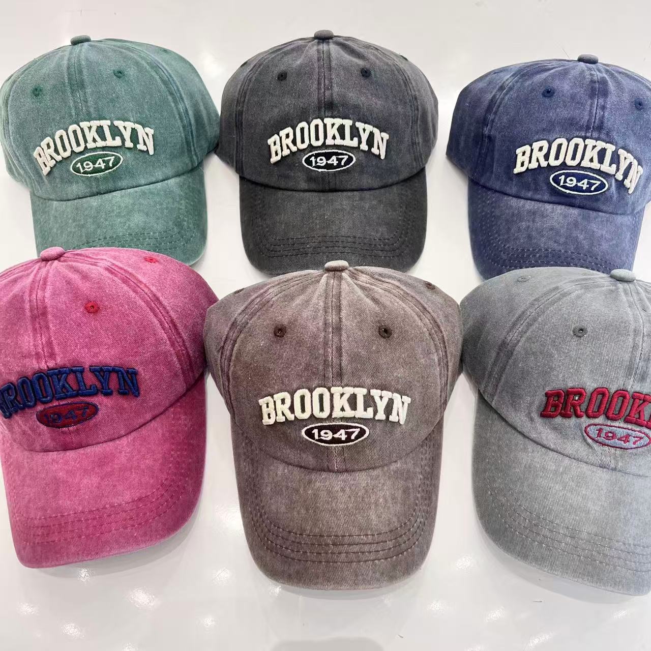 Outdoor Sunshade Embroidered Baseball Cap for Men, Vintage Washed Denim Baseball Cap for Women, Versatile Wide Brim That Makes the Face Look Smaller