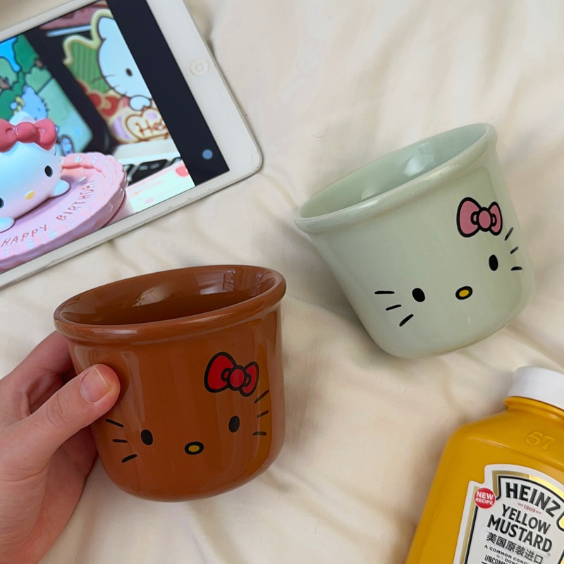 可爱猫咪马克杯陶瓷杯高颜值情侣款家用喝水杯子少女心手握咖啡杯|undefined