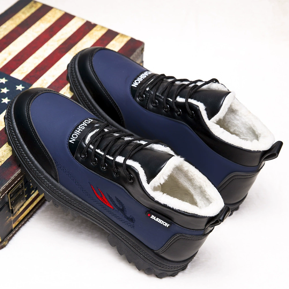 Зимняя мужская бархатная ватная обувь теплая корейская модная повседневная обувь на открытом воздухе мужская обувь