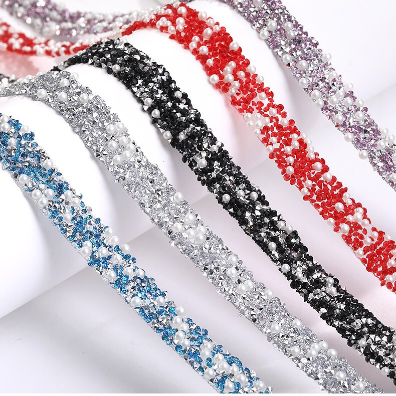 1.2cm Pearl Resin Rhinestone Strip with Adhesive Backing, Double-Sided Adhesive Rhinestone Strip, Self-Adhesive Rhinestone Strip, DIY Accessories Resin