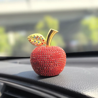 Cross-Border Crystal Apple Decoration Gift Safe Birthday Holiday Gift Car Car Creative Diamond Christmas Ornaments (Car ornaments) - red-diamond-single-apple
