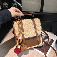 法式小众双肩包女式2025秋冬新款韩版手提毛绒背包休闲单肩斜挎包