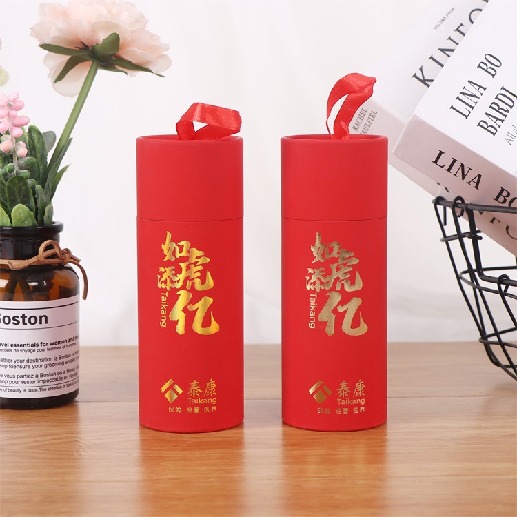 烫金广告对联包装纸筒 天地盖圆形纸罐 企业节日礼品包装纸筒批发