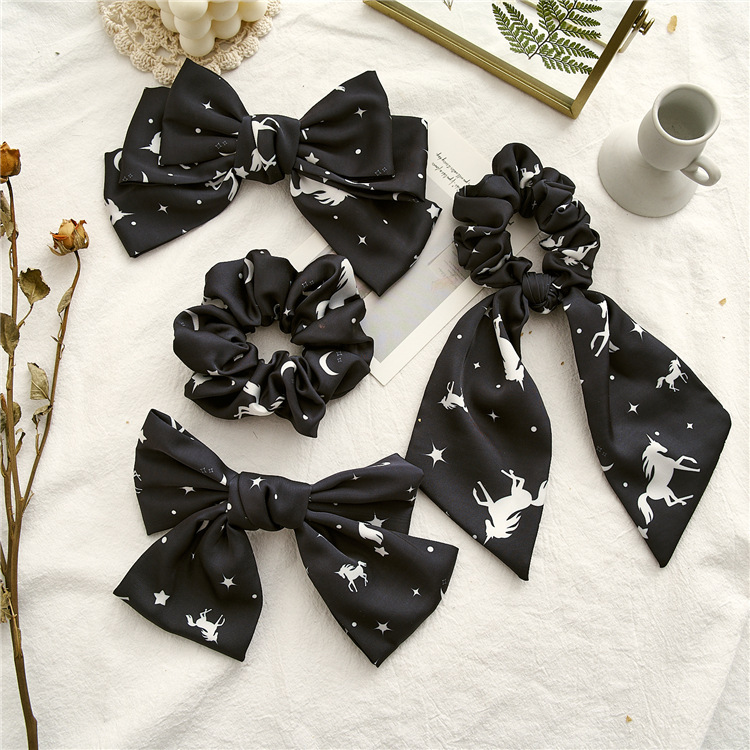 New Fashion Ribbon Bow Hair Scrunchies Hairpin Set display picture 14