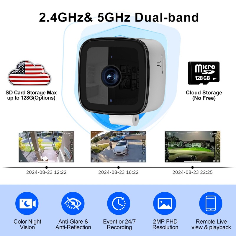 Cross-Border Popular Wireless Wifi Mobile Phone Remote Multi-Function Night Vision Smart Home Security Monitoring High-Definition Camera