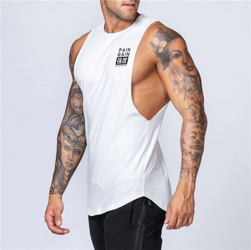 Gimnasio chaleco suelto chaleco sin mangas camiseta músculo entrenamiento de algodón de los hombres camisa de hierro de hombro ancho crossbody