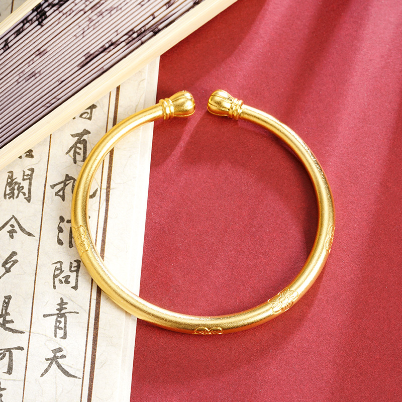 Nuevo estilo chino vietnamita oro de arena retrógrado flores de ciruela abertura calabaza pulsera universal mujer lujo ligero no se desvanece joyas