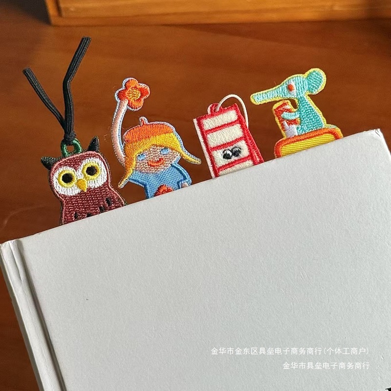 创意可爱小动物立体棉麻刺绣书签高颜值ins粉笔记阅读送朋友礼物|undefined