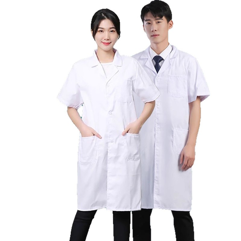 长袖白大褂男女工作服医生医院护士化学实验服药店实习短袖白大褂|undefined