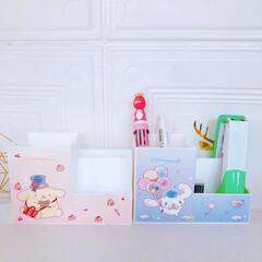 日系可愛多格桌面筆筒護膚品收納盒學生學習用品儲物筆架
