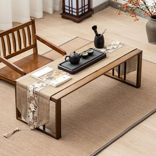 Bay Window Small Coffee Table Tatami Japanese Zen Low Table Tea Table Bedroom Small Table Sitting Kang Table Solid Wood Household Bamboo