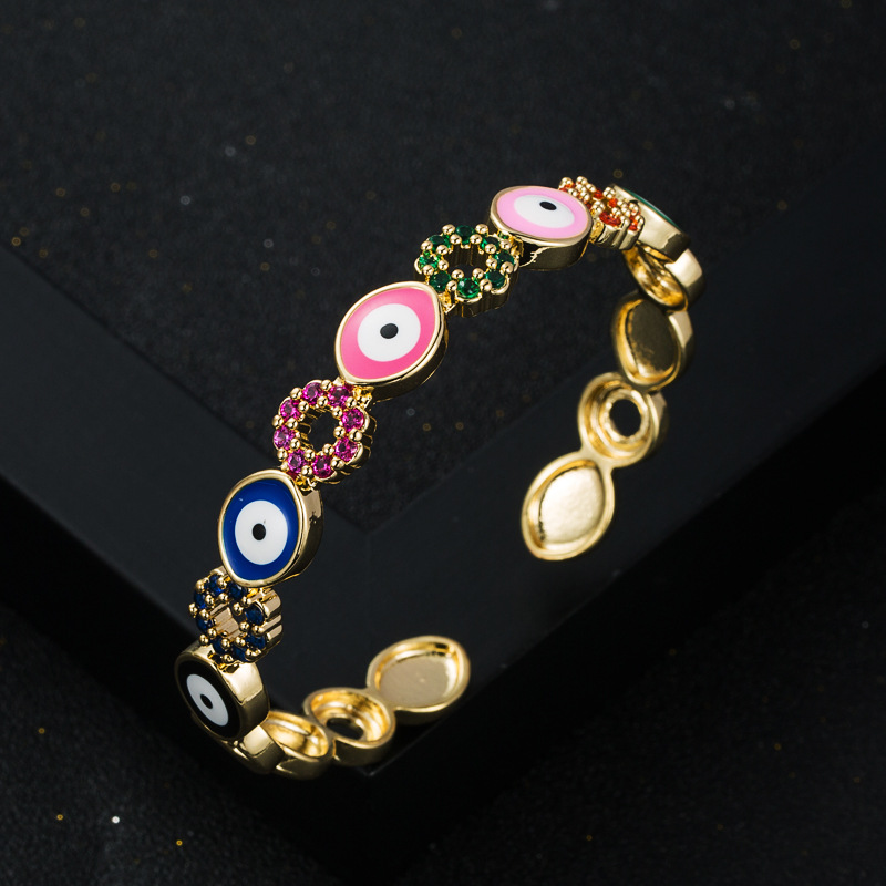 fashion new copper gold-plated dripping oil devilu0027s eye open bracelet