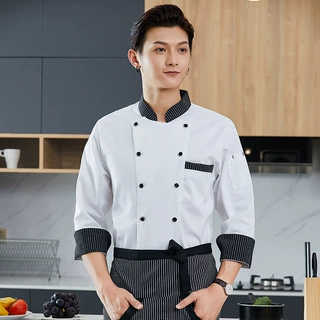 酒店厨师服长袖男秋冬款餐饮食堂快餐饭店后厨房工作服烘焙女