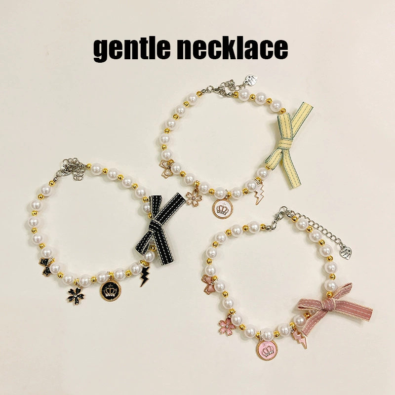 Домашние животные жемчужное ожерелье кошачий ошейник украшения Регулируемое летнее кошачье кошачье ожерелье