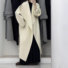 秋冬新款大码宽松大翻领加长款慵懒风韩版双面呢羊毛大衣女外套