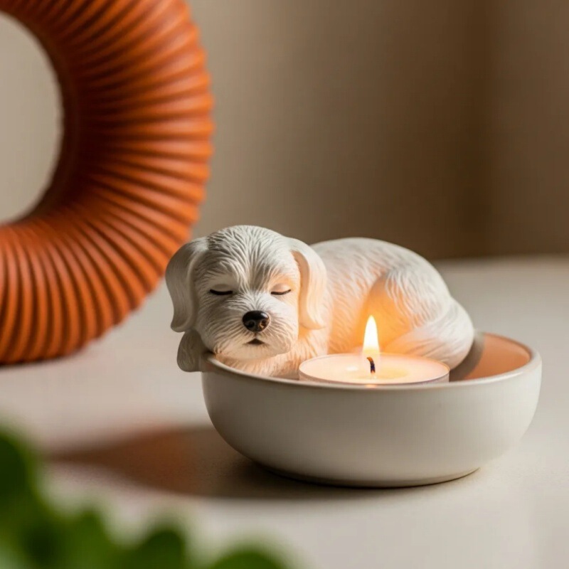 跨境新品Puppy Tea Light Holder 小狗烛台摆件树脂摆件工艺品|undefined
