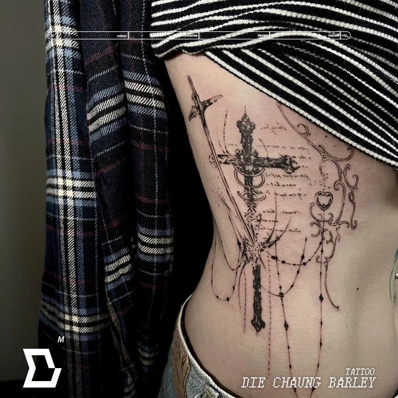 Popular Tattoo Herbal Ins Semi-Permanent Dark Waterproof High-End Realistic Arm Sexy Side Waist Artificial Scar Cover