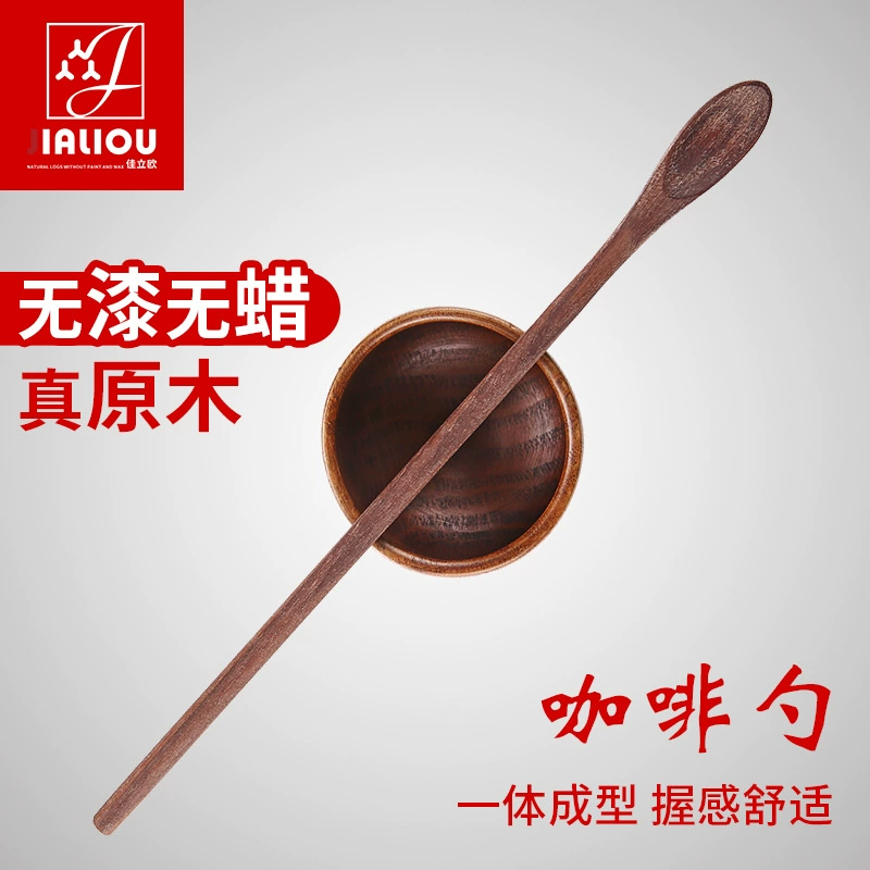 Новая трансграничная кофейная ложка из цельного дерева, ложка для перемешивания, чайная ложка, ложка для льда, длинная ручка, палочка для перемешивания, маленькая ложка, креативная милая деревянная ложка