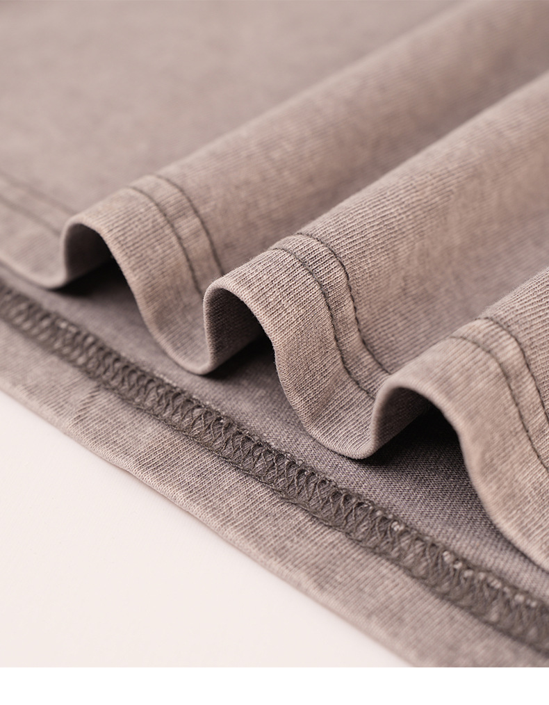 230克美式宽松做旧复古水洗短袖t恤男纯色短袖男纯棉t恤落肩欧码详情21