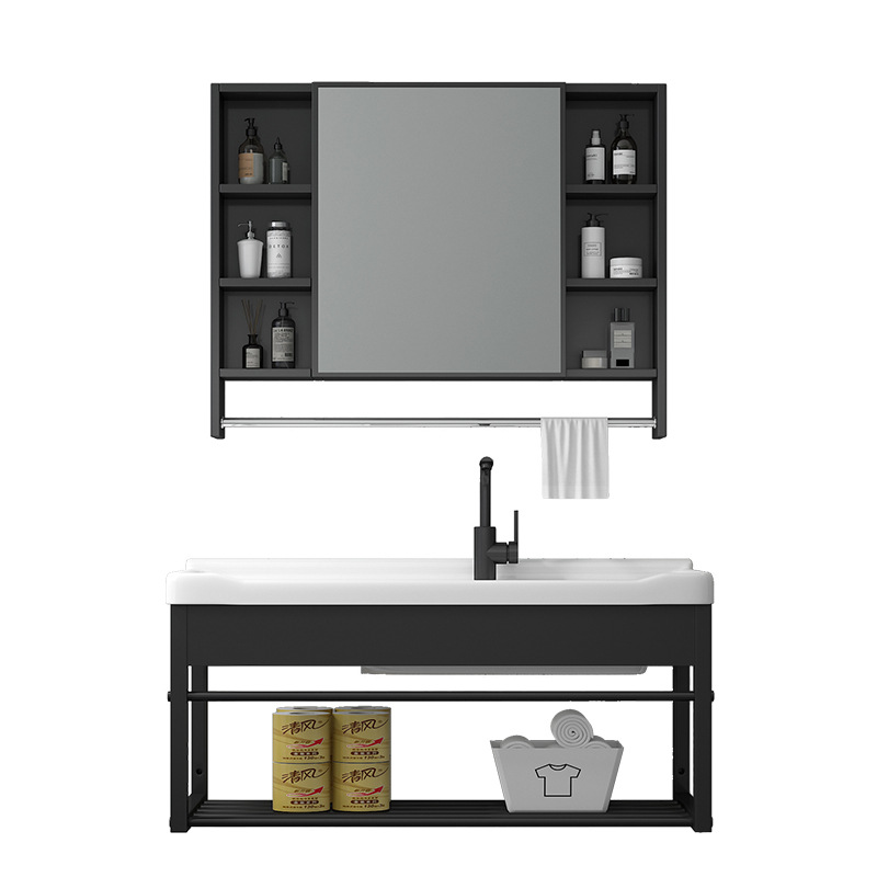 lavabo de cerámica con placa de fricción soporte de acero inoxidable lavabo de balcón tipo pared colgante lavabo integrado al aire libre