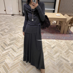 慵懒风针织套装女一字肩新款长袖两件套洋气衣服荡领裤套装女装