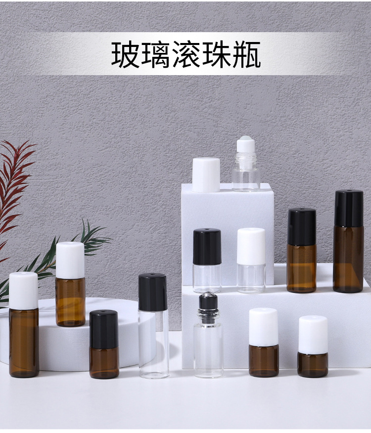 Parfüm Roll-On Mini Şişe 1ml 2ml Şeffaf Uçucu Yağ Şişesi 3ml 5ml Kahverengi Esans Dağıtım Şişesi Taşınabilir Paket