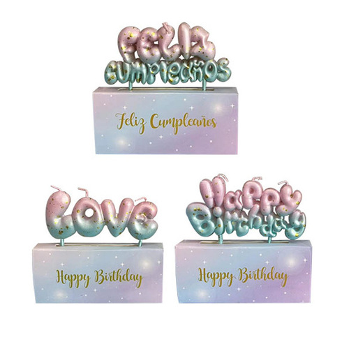New Milky Way Starry Sky Birthday Candle Mermaid Color Niche Happy Cake Decoration Spanish Letter Candle
