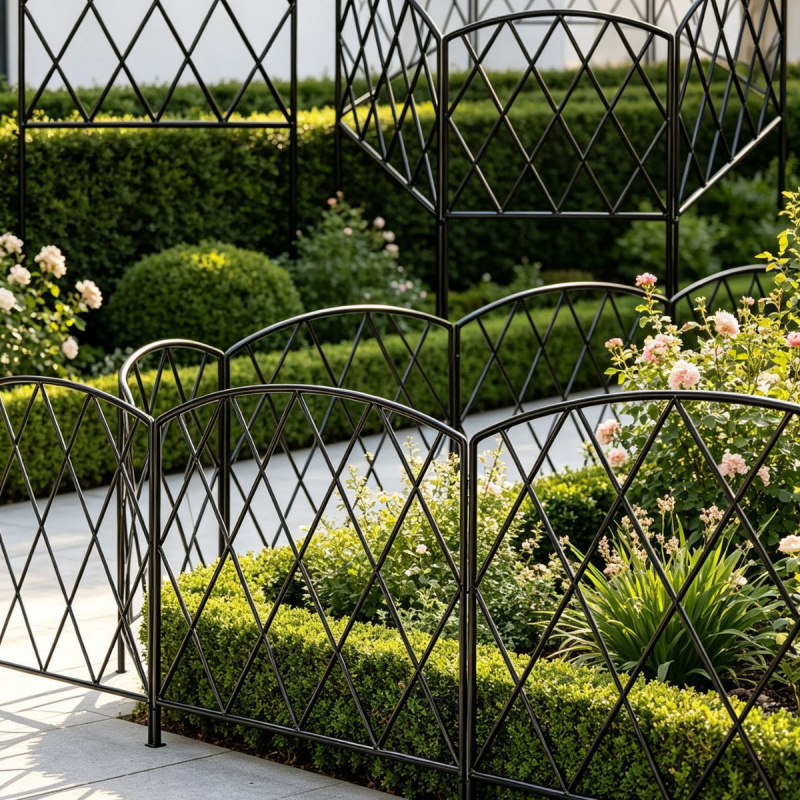 Cross-border modern minimalist wire fence, wrought iron animal guardrail, rust-proof iron metal decorative garden fence Cross-border modern minimalist wire fence, wrought iron animal guardrail, rust-proof iron metal decorative garden fence