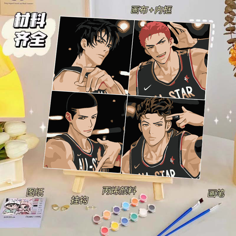 Pintura al óleo digital de bricolaje, dibujos animados para niños, pinturas para colorear hechas a mano, lindos puestos de animación curativos, comercio exterior transfronterizo