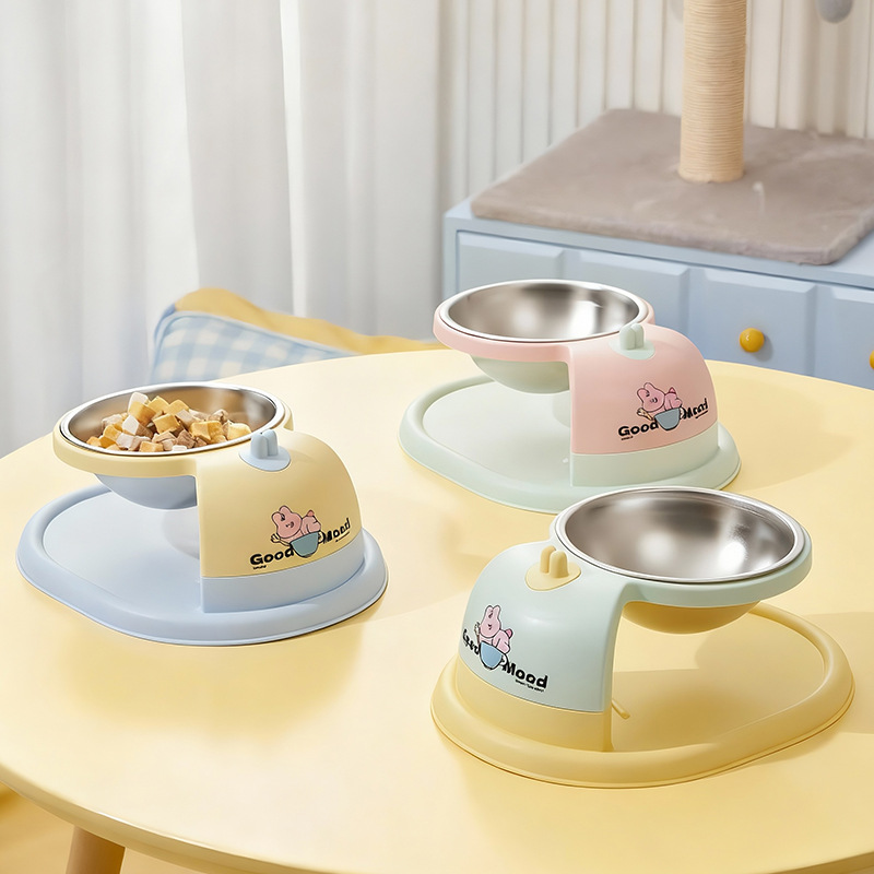 Tazón de gato suspendido de acero inoxidable Tazón único de color dopamina para mascotas Tazón de alta protección cuello de agua potable Tazón de perro Tazón de arroz Teddy