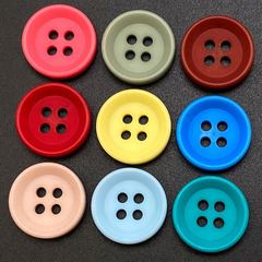Button Children's Colorful Resin Buttons High-Grade Matte Round Coat Windbreaker Jacket Four-Eye Hand-Stitched Buttons Wholesale