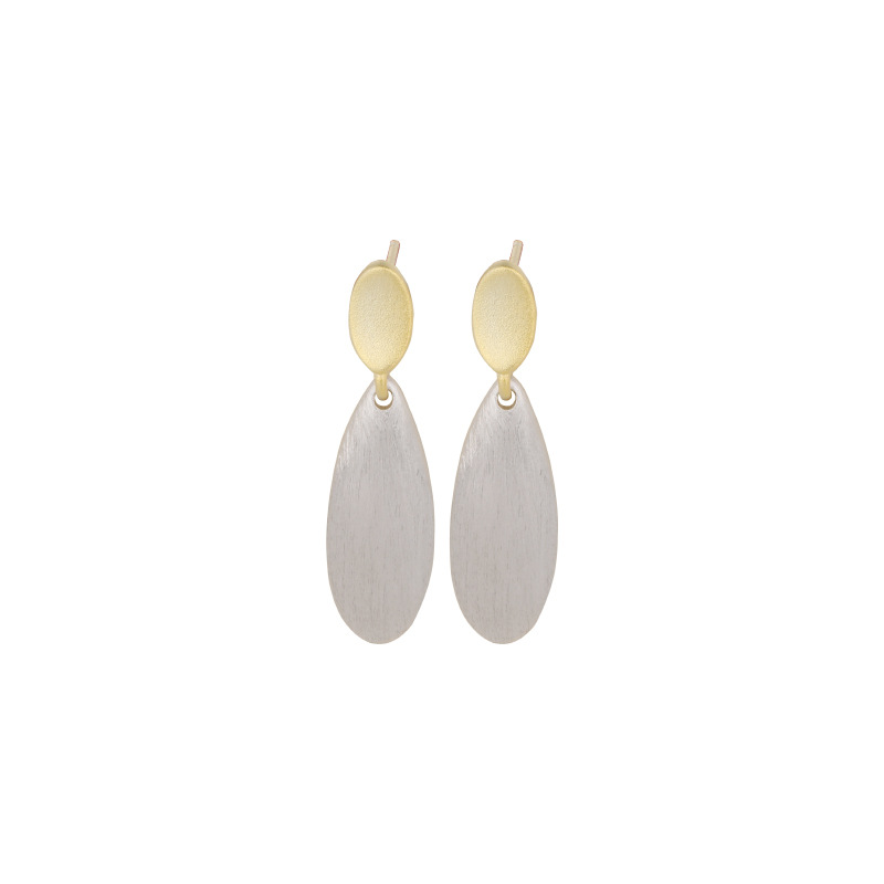 925 plata esterlina gota de agua pendientes cepillados diseño nicho de las mujeres pendientes largos luz de lujo de alto grado pendientes minimalistas temperamento