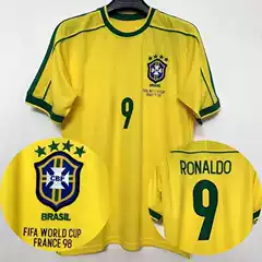 1998-04 Classic Retro Brazilian Jersey No. 9 No. 10 Ronaldo Jersey Home Football Uniform for Adults