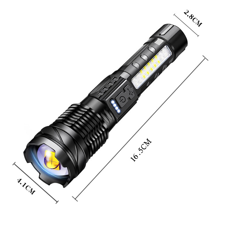 Nueva linterna de luz fuerte transfronteriza, carga usb, iluminación de emergencia para el hogar al aire libre, linterna de cuentas P50 súper brillante