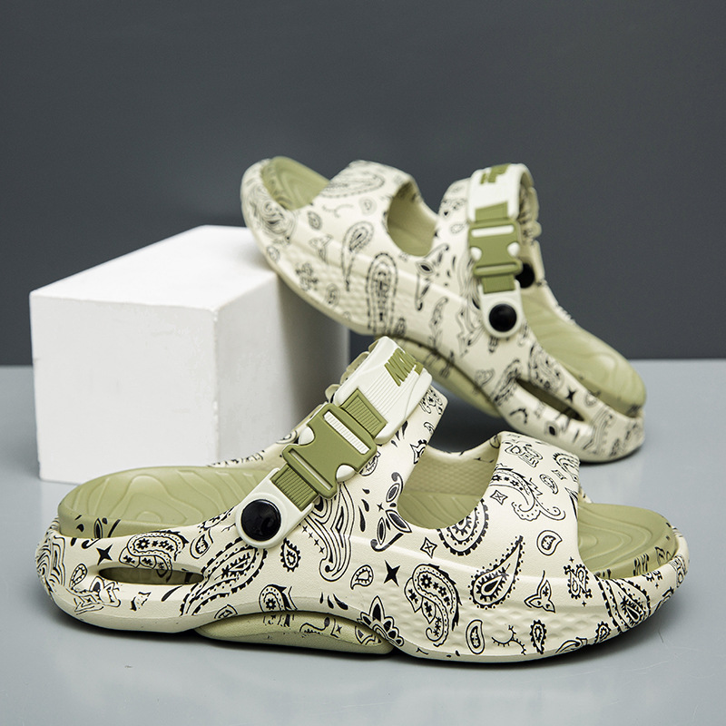 Pantuflas, tendencia de verano para hombres, uso exterior, sandalias antideslizantes para pisar la mierda, deportes al aire libre para jóvenes, sandalias de playa para vadear