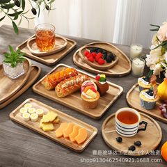 スポット卸売アカシア材和風不規則なディナープレート無垢材プレートクリエイティブ木製デザートケーキスナックトレイ