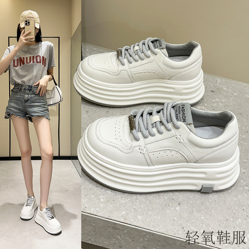 2025春夏秋厚底舒适耐磨防滑透气系带韩版内增高小白鞋女休闲鞋|undefined