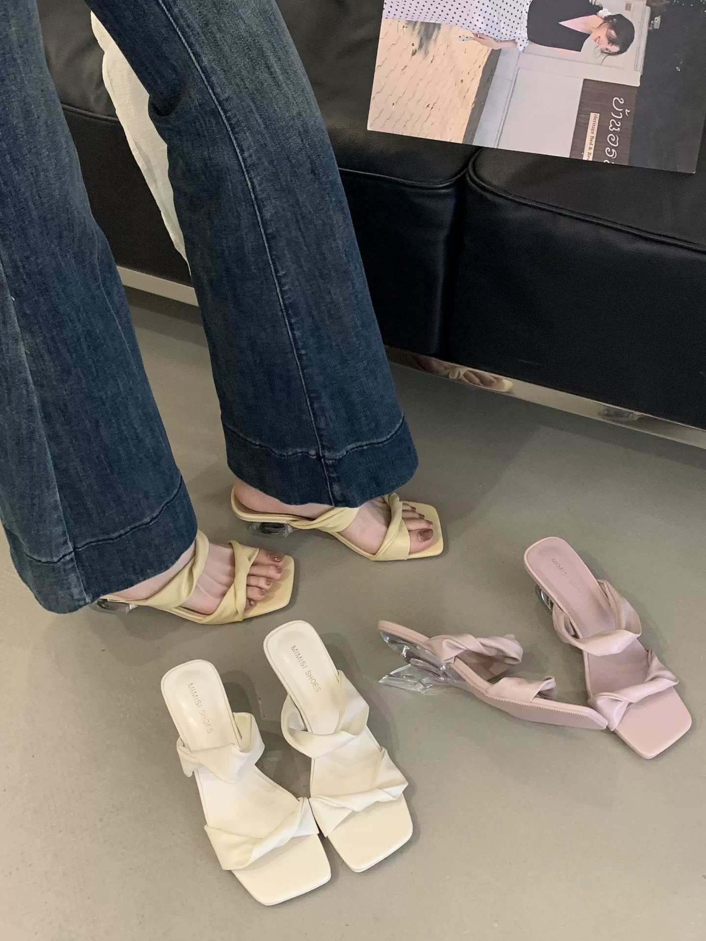 Summer fuchsia sandals with a strap, slippers