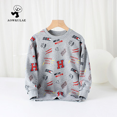 Children's clothing spring Korean style new boys' trendy sweatshirts middle children's all-print pullover tops children's terry long sleeves on behalf of