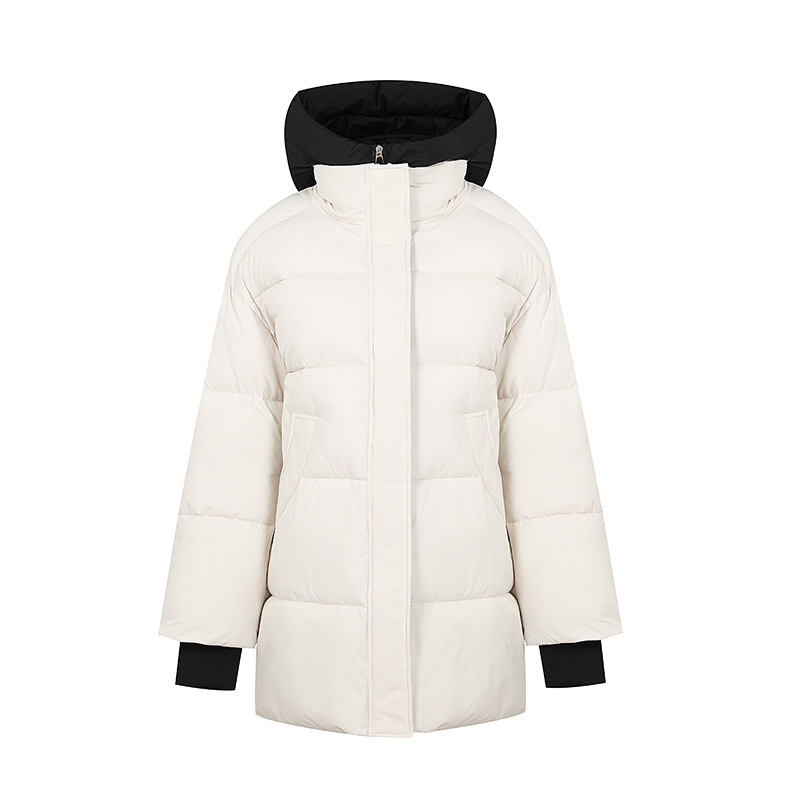 2025 invierno nuevo color de contraste de ropa de algodón de moda de mujer chaqueta de algodón gruesa chaqueta casual con capuz image 7