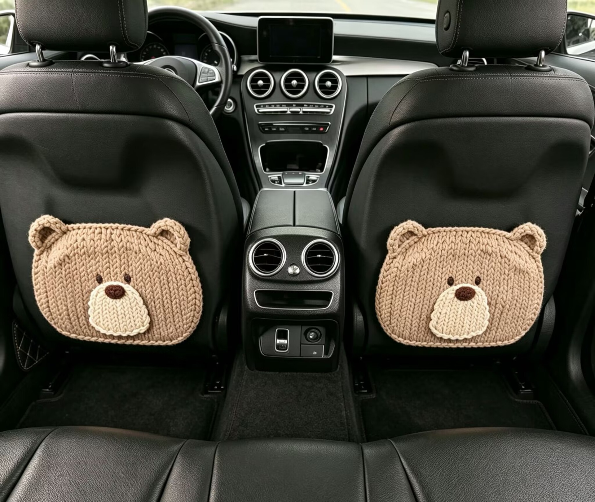 3D Printed Cute Cartoon Car Seat Back Anti-Kick Pad, Car Seat Back Anti-Dirt Pad, Bear, Cat, Crocodile