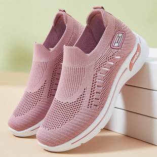 Shoes for women summer new foreign trade wholesale women's single shoes casual mother's shoes slip-on fly woven breathable women's shoes