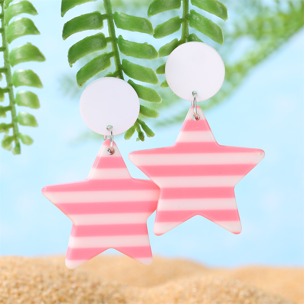 9g Weight Alloy Ear Needle Material Drop Earrings Classification 1 Pair Quantity Holiday, Beach Occasion Acrylic Material Pentagram Pattern All Seasons Season Women's Gender Casual, Vacation Style 1 Pair Casual Vacation Pentagram Arylic Drop Earrings 7