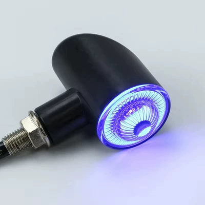 Motorcycle/Electric Vehicle/Miracle Cow Universal Turn Signal 12V Modification Accessories Retro Turbo Style Led Turn Signal (Dönmə işıqları) - retro-small-swirl-day-running-blue-turn-signal-yellow-pair