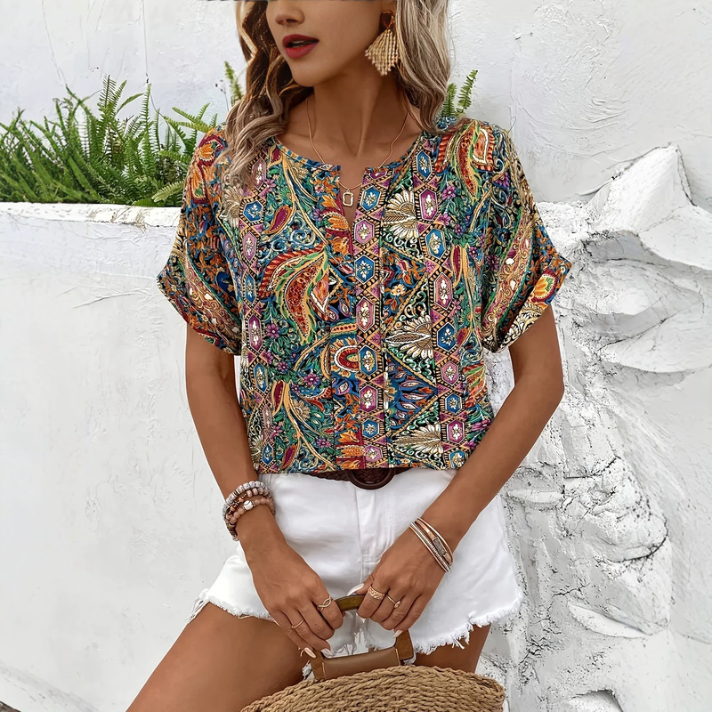 Cross-Border Temu Hot-Selling Y2 Large Size Women's Printed Shirt in Mixed Colors: Black, Navy Blue, Orange, Green Cross-Border Temu Hot-Selling Y2 Large Size Women's Printed Shirt in Mixed Colors: Black, Navy Blue, Orange, Green
