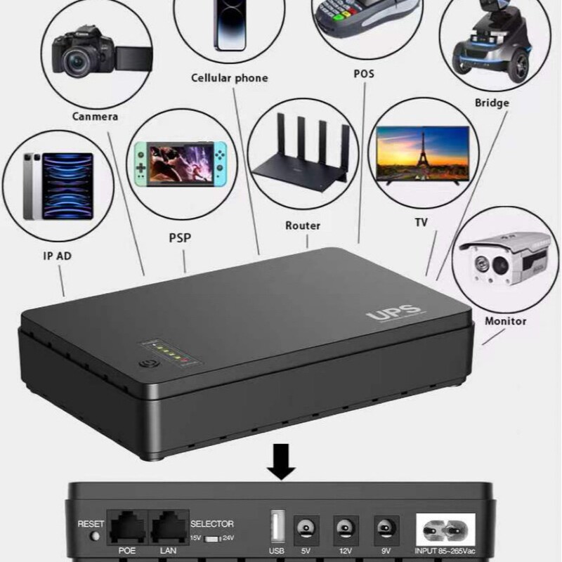 UPS uninterruptible power supply POE power supply port 5V 9V 12V adapter charging USB power supply port